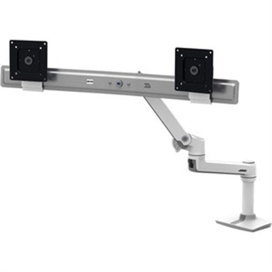 LX Desk Dual Direct Arm, Bright White Texture