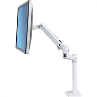 LX Desk Mount LCD Monitor Arm, Tall Pole, Bright White Texture