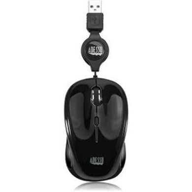 Retractable Cord Mouse Black