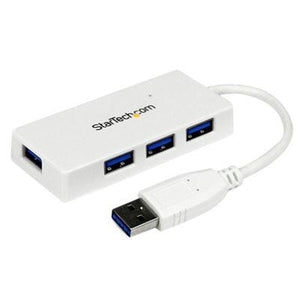 White 4 Port Mini USB 3.0 Hub
